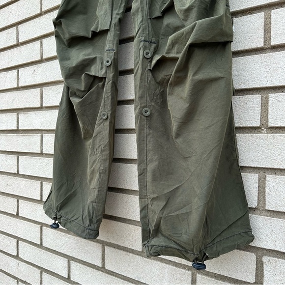 Rare Vintage Abercrombie Olive Parachute Pants XS Butterfly Embroidery Cargo Y2K - Picture 6 of 14